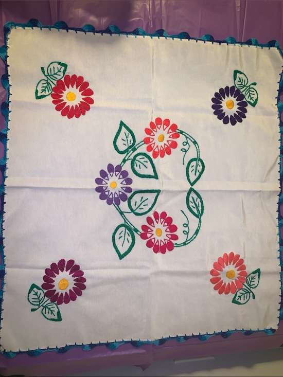 Other - Mexican Handmade Embroidered Floral Napkin